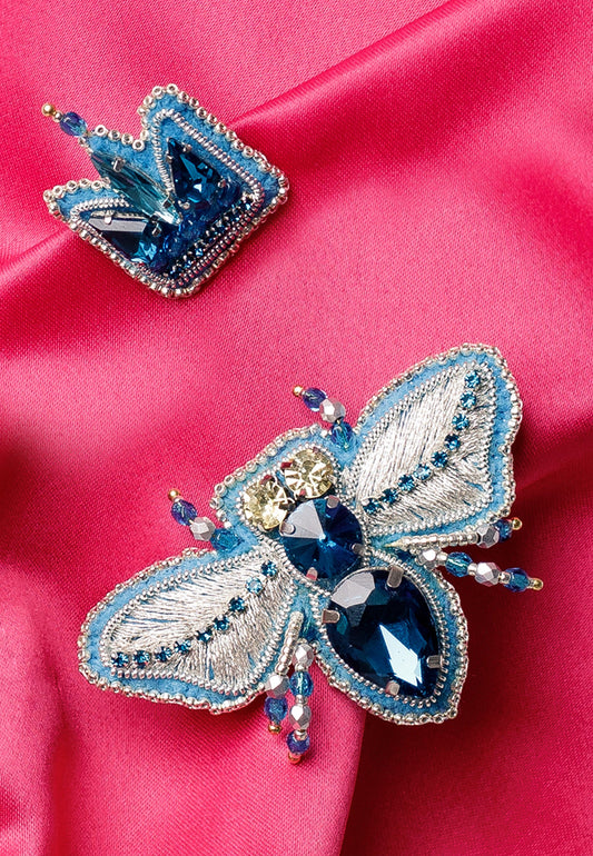BLUE FLY BROOCH